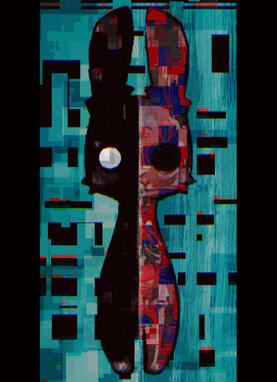 "meaat" A more abstract illustration of an all-black bunny character of mine. I had fun with shape and textures in this one!