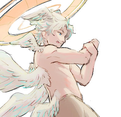 "Ket" An angel oc of mine named Ket. I had fun with the bright teal highlights in this illustration.